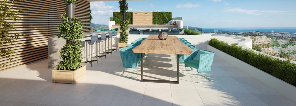 Terraza y vistas en The View Marbella